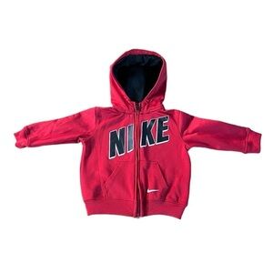 NIKE BABY BOY RED ZIPPERED HOODIE SIZE 12 MONTHS